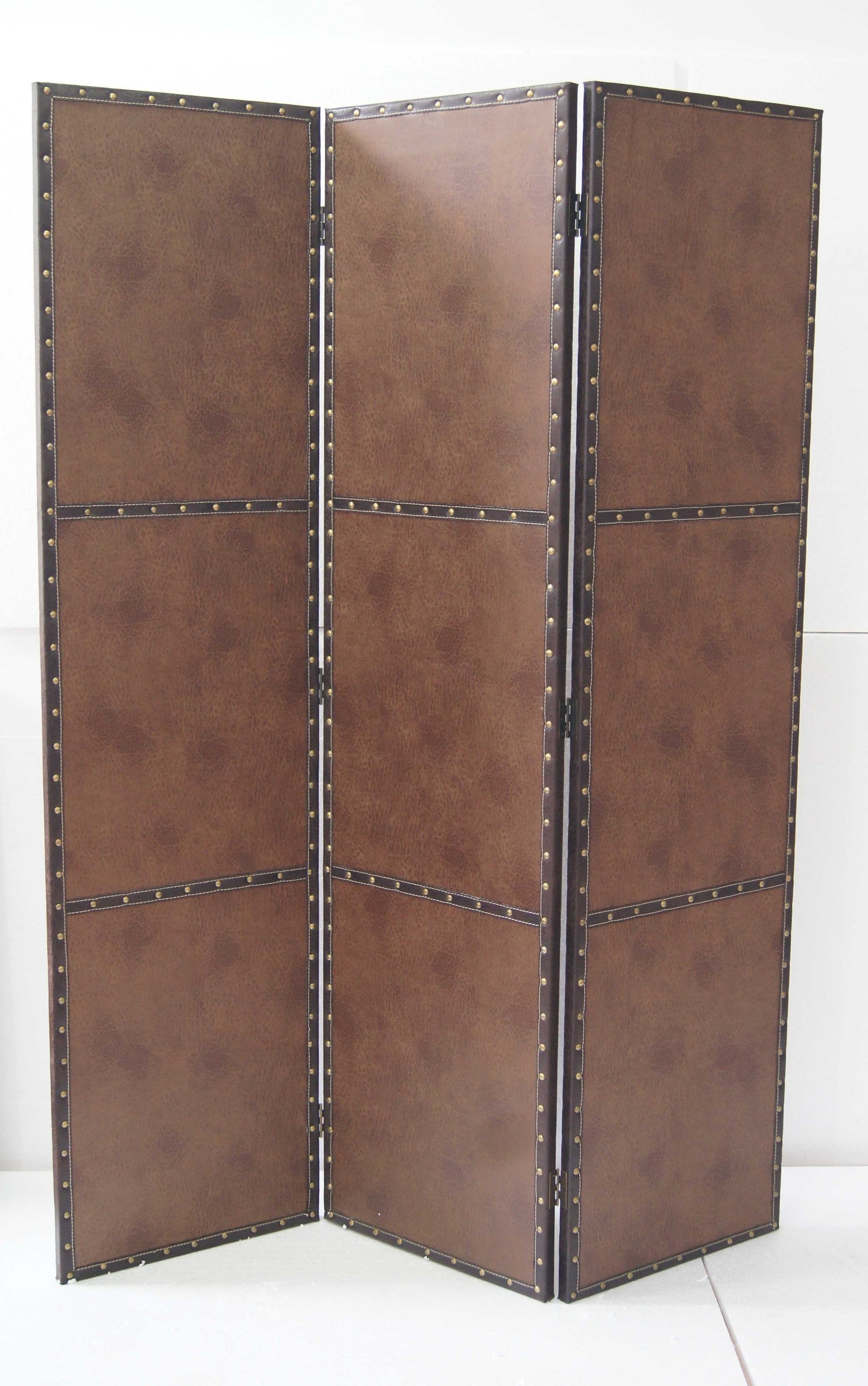 Brown Wood Glass Screen By Homeroots | Room Dividers | Modishstore - 2