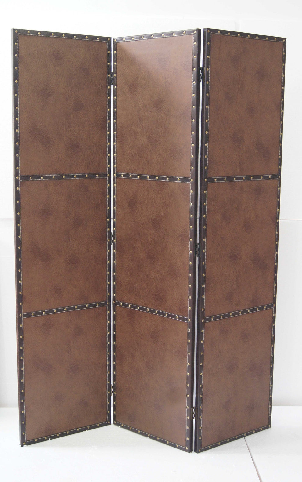 Brown Wood Glass Screen By Homeroots | Room Dividers | Modishstore - 3