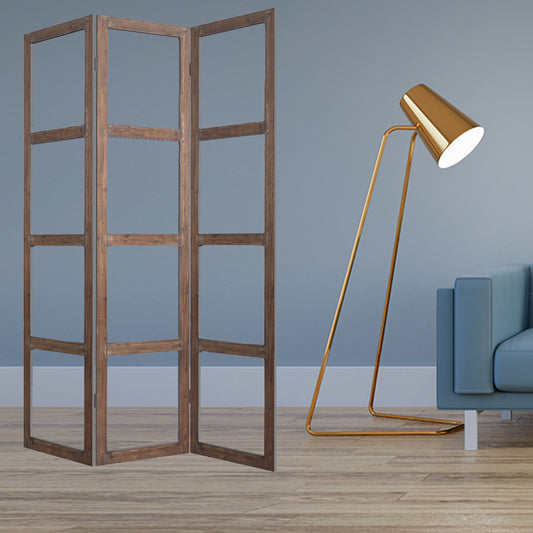Brown Wood Glass Screen By Homeroots | Room Dividers | Modishstore