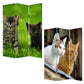 Multi Color Wood Canvas Curious Cat Screen By Homeroots | Room Dividers | Modishstore - 3