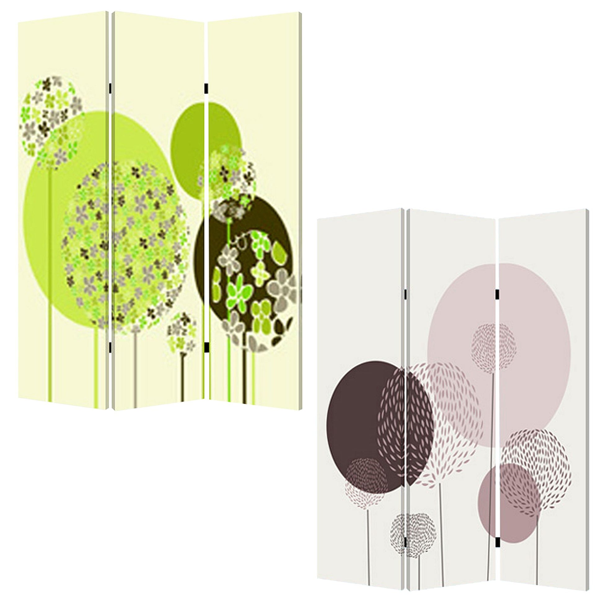 Multi Color Wood Canvas Floral Buds Screen By Homeroots | Room Dividers | Modishstore - 3
