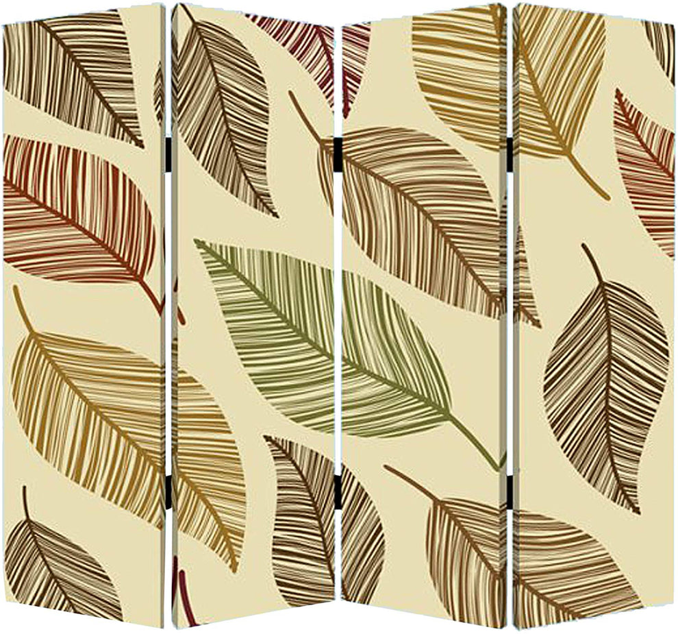 Multi Color Wood Canvas Perpetual Leaf Screen By Homeroots | Room Dividers | Modishstore - 2