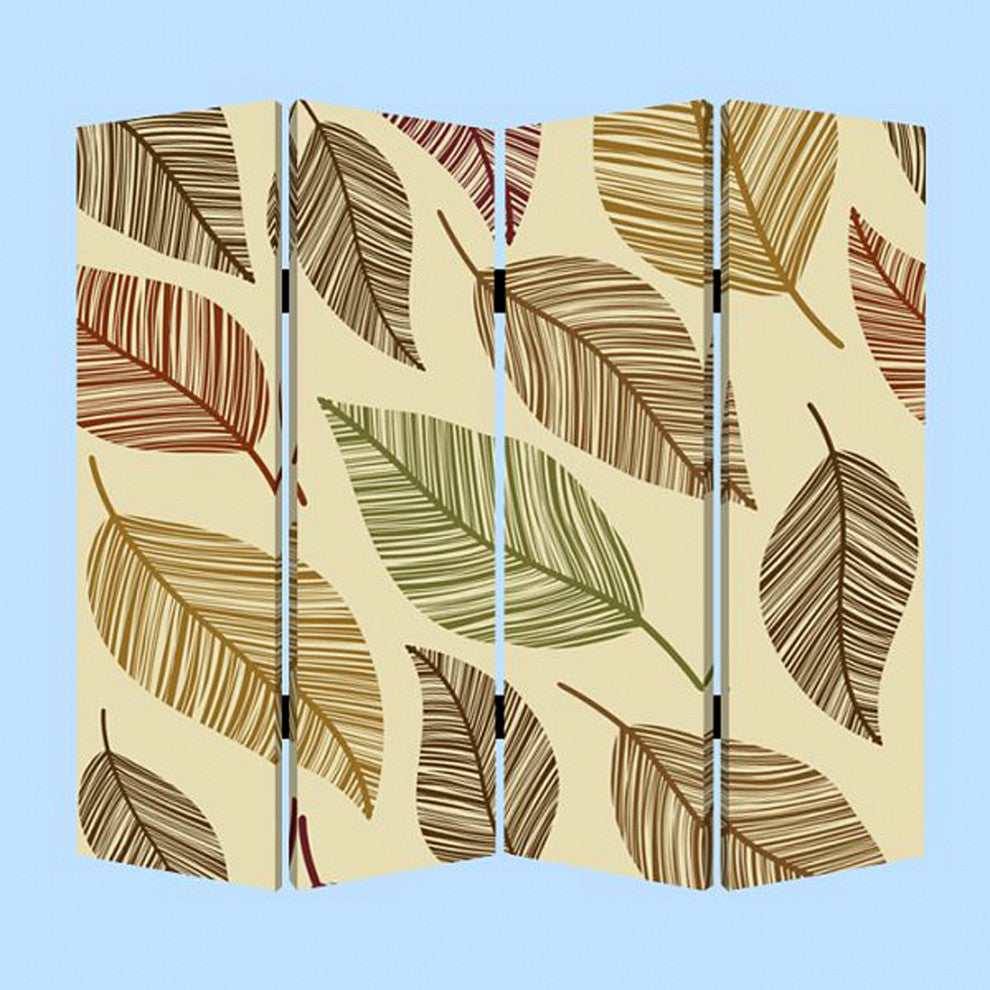 Multi Color Wood Canvas Perpetual Leaf Screen By Homeroots | Room Dividers | Modishstore - 2