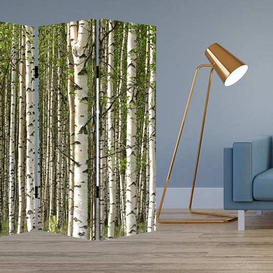 Multi Color Wood Canvas Prolific Forrest Screen By Homeroots | Room Dividers | Modishstore - 2