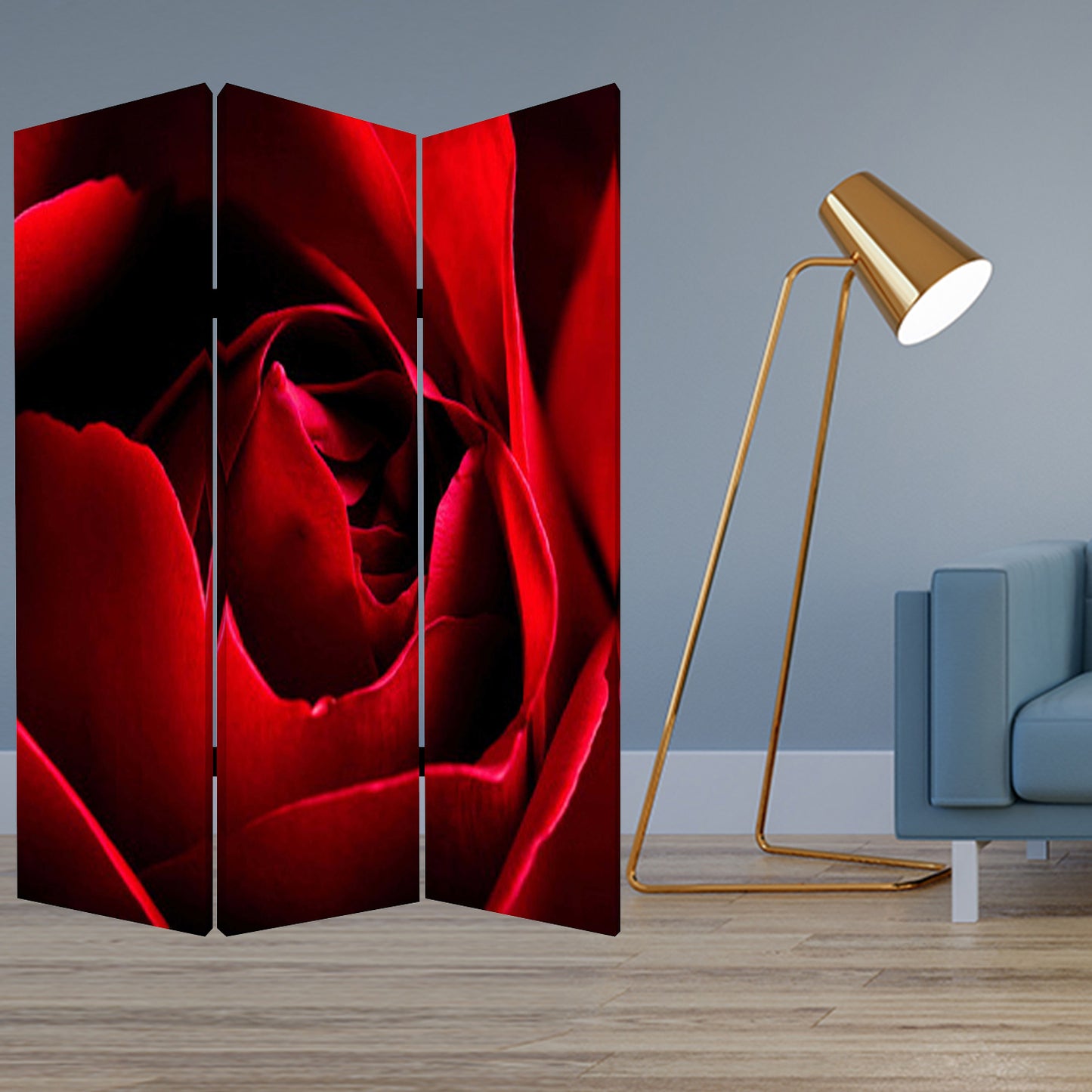 Multi Color Wood Canvas Rose Screen By Homeroots | Room Dividers | Modishstore - 2