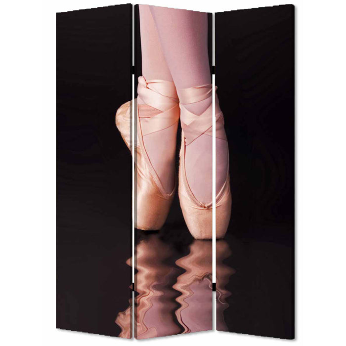 Multi Color Wood Canvas Ballet Screen By Homeroots | Room Dividers | Modishstore