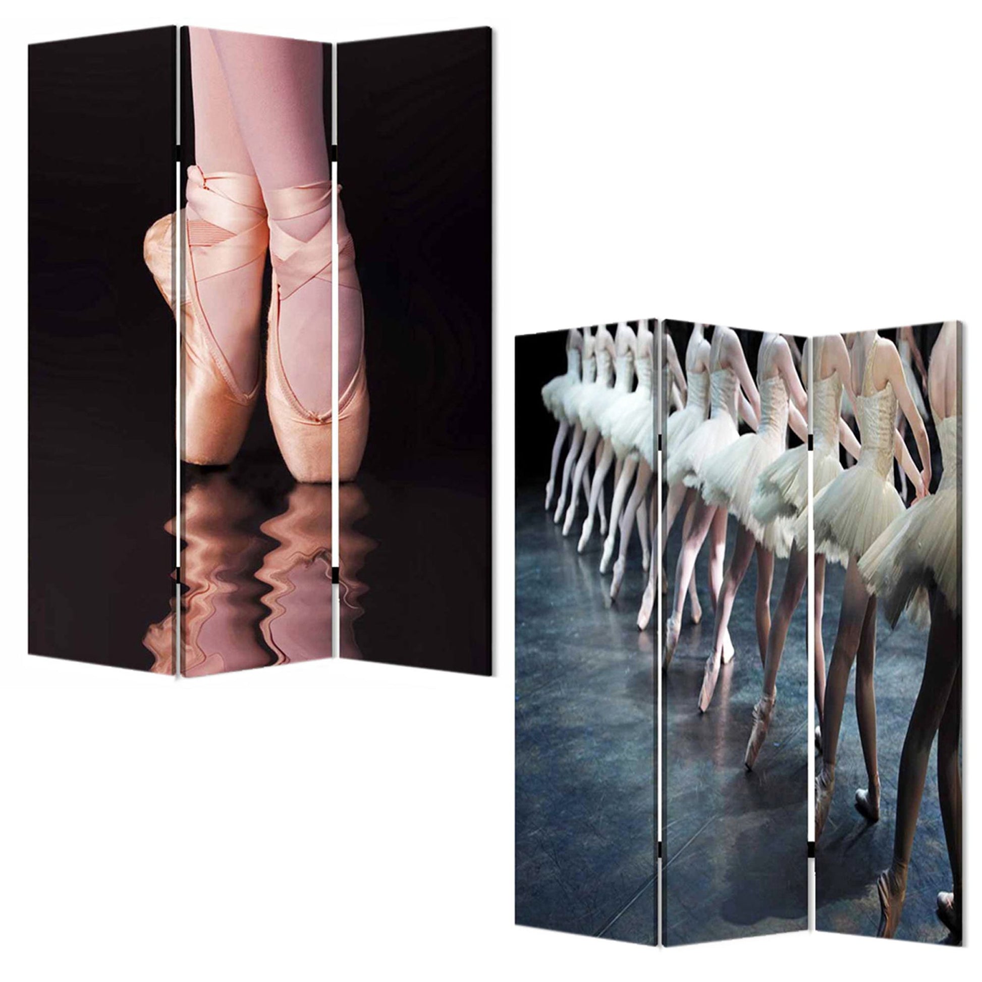 Multi Color Wood Canvas Ballet Screen By Homeroots | Room Dividers | Modishstore - 3