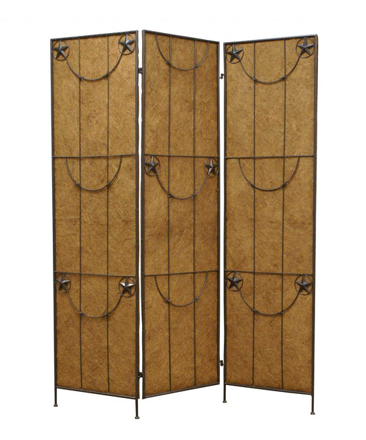 Brown Metal Lone Star - Screen By Homeroots | Room Dividers | Modishstore