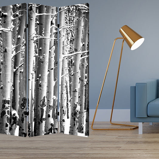 Multi Color Wood Canvas Birch Screen By Homeroots | Room Dividers | Modishstore - 2