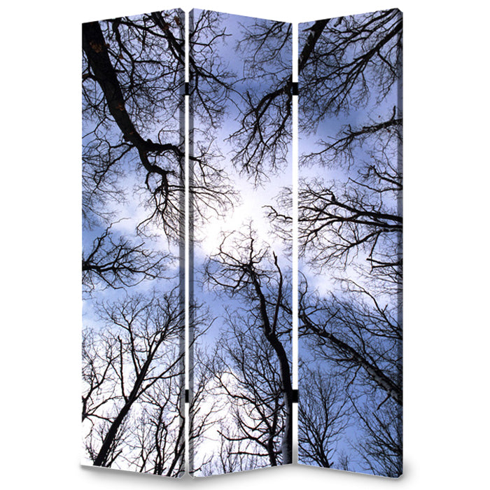 Multi Color Wood Canvas Forest Screen By Homeroots | Room Dividers | Modishstore - 2