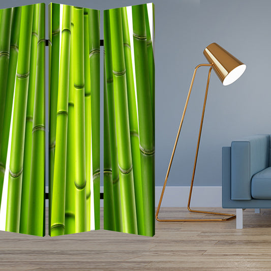 Multi Color Wood Canvas Bamboo Screen By Homeroots | Room Dividers | Modishstore