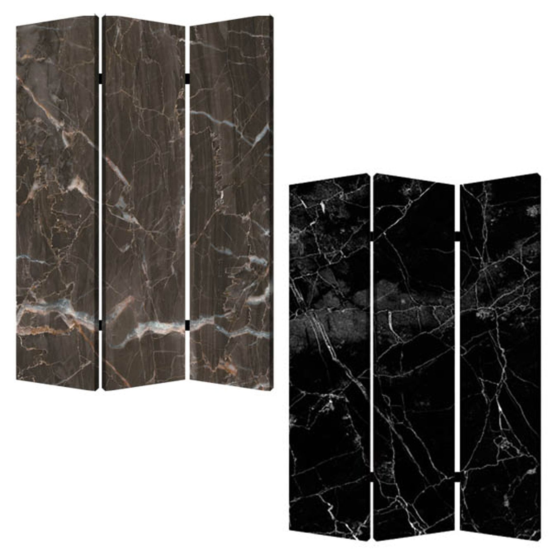 Multi Color Wood Canvas Black Marble Screen By Homeroots | Room Dividers | Modishstore - 3