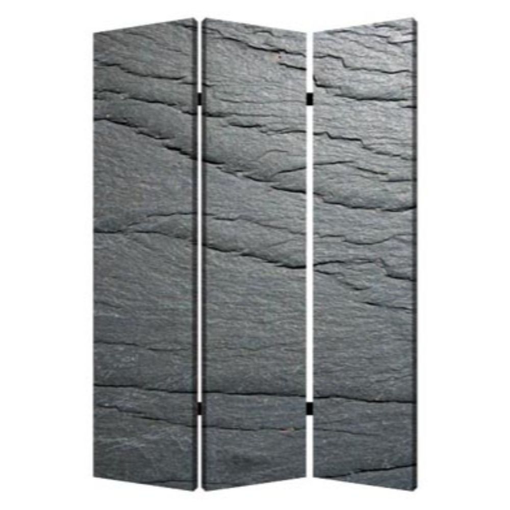 Multi Color Wood Canvas Black Slate Screen By Homeroots - 274661 | Room Dividers | Modishstore