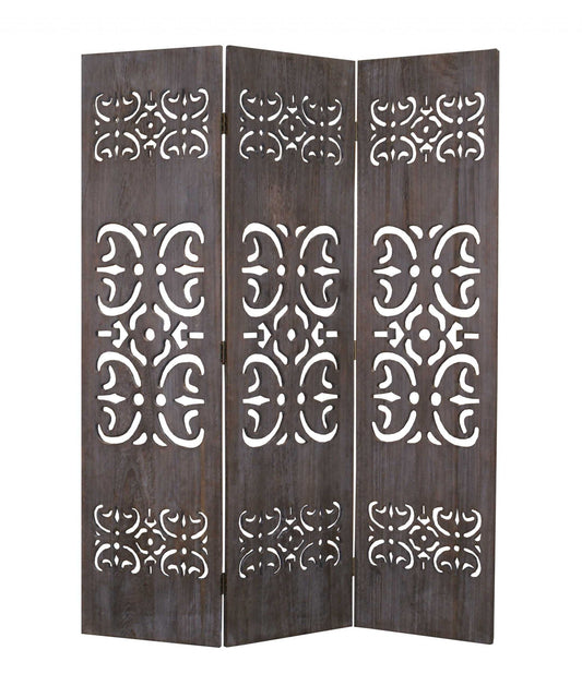 Brown 3 Panel Wood Screen By Homeroots | Room Dividers | Modishstore