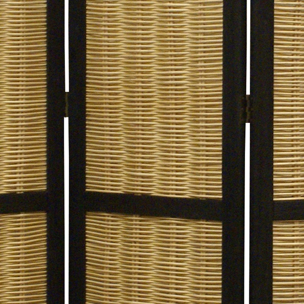 Dark Brown and Natural Willow 3 Panel Room Divider Screen By Homeroots | Room Dividers | Modishstore - 3