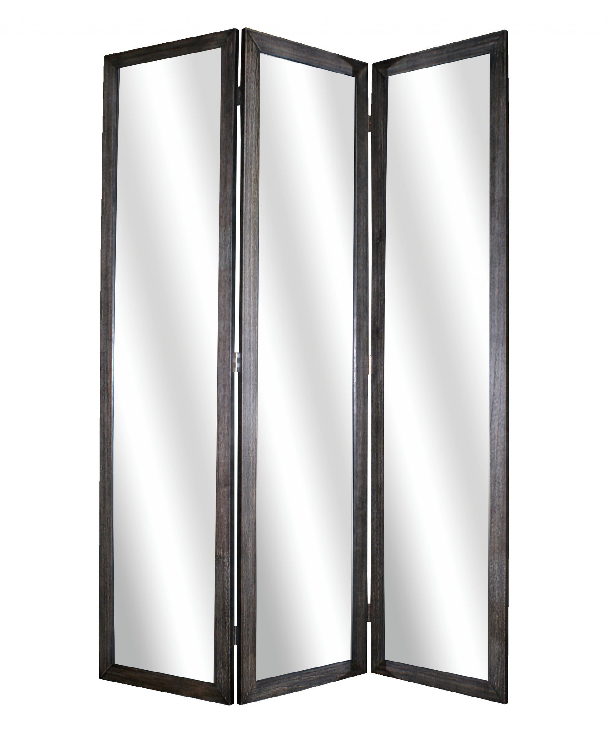 Black Glass & Wood Mirror Screen By Homeroots - 274676 | Room Dividers | Modishstore - 2