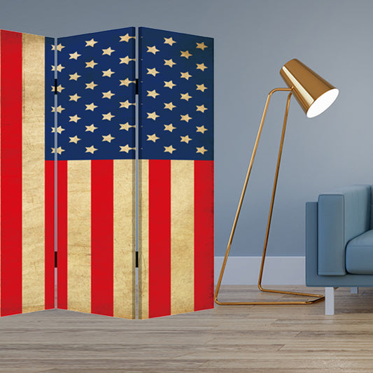Multi Color Wood Canvas American Flag Screen By Homeroots - 274693 | Room Dividers | Modishstore - 3
