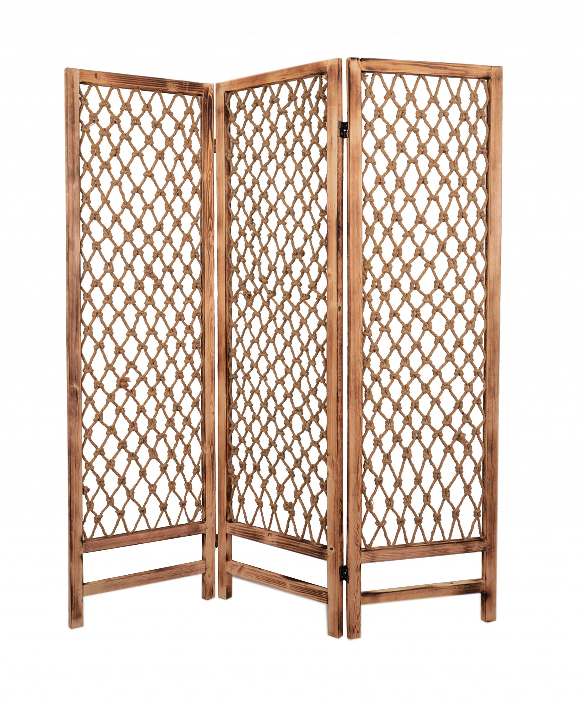 Natural Rope Wooden Screen By Homeroots | Room Dividers | Modishstore - 2