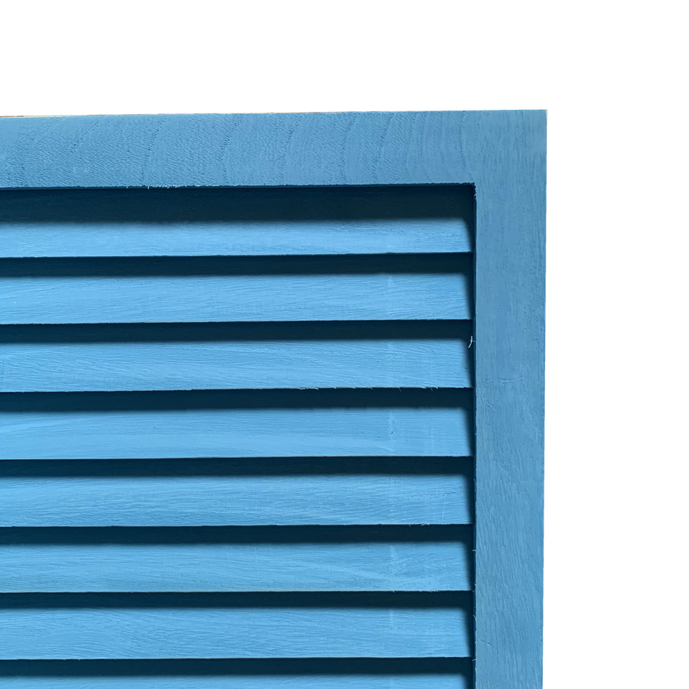 Blue Finish Wood Shutter 3 Panel Room Divider Screen By Homeroots | Room Dividers | Modishstore - 3