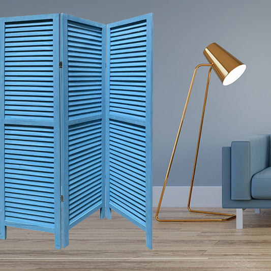 Blue Finish Wood Shutter 3 Panel Room Divider Screen By Homeroots | Room Dividers | Modishstore - 4