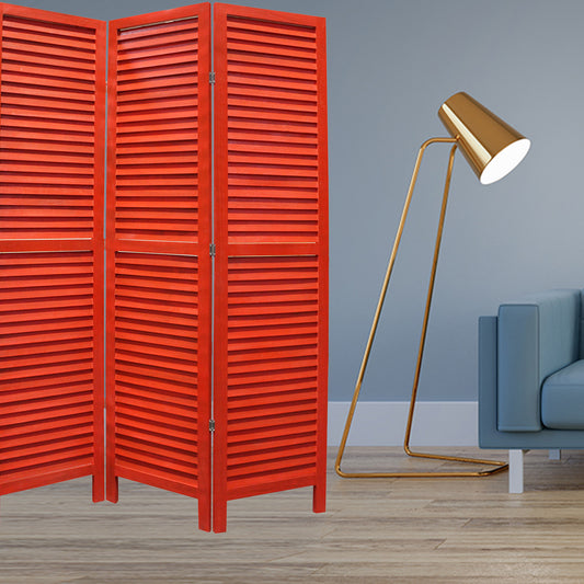 Red Wood Shutter -Screen By Homeroots | Room Dividers | Modishstore - 2