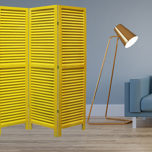 Yellow Wood Shutter - Screen By Homeroots | Room Dividers | Modishstore - 2