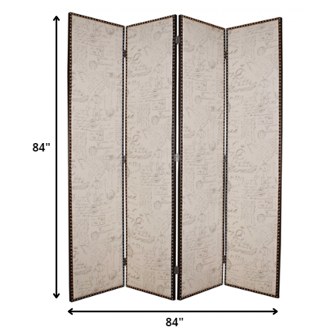 Tan Wood & Fabric Screen By Homeroots | Room Dividers | Modishstore - 2