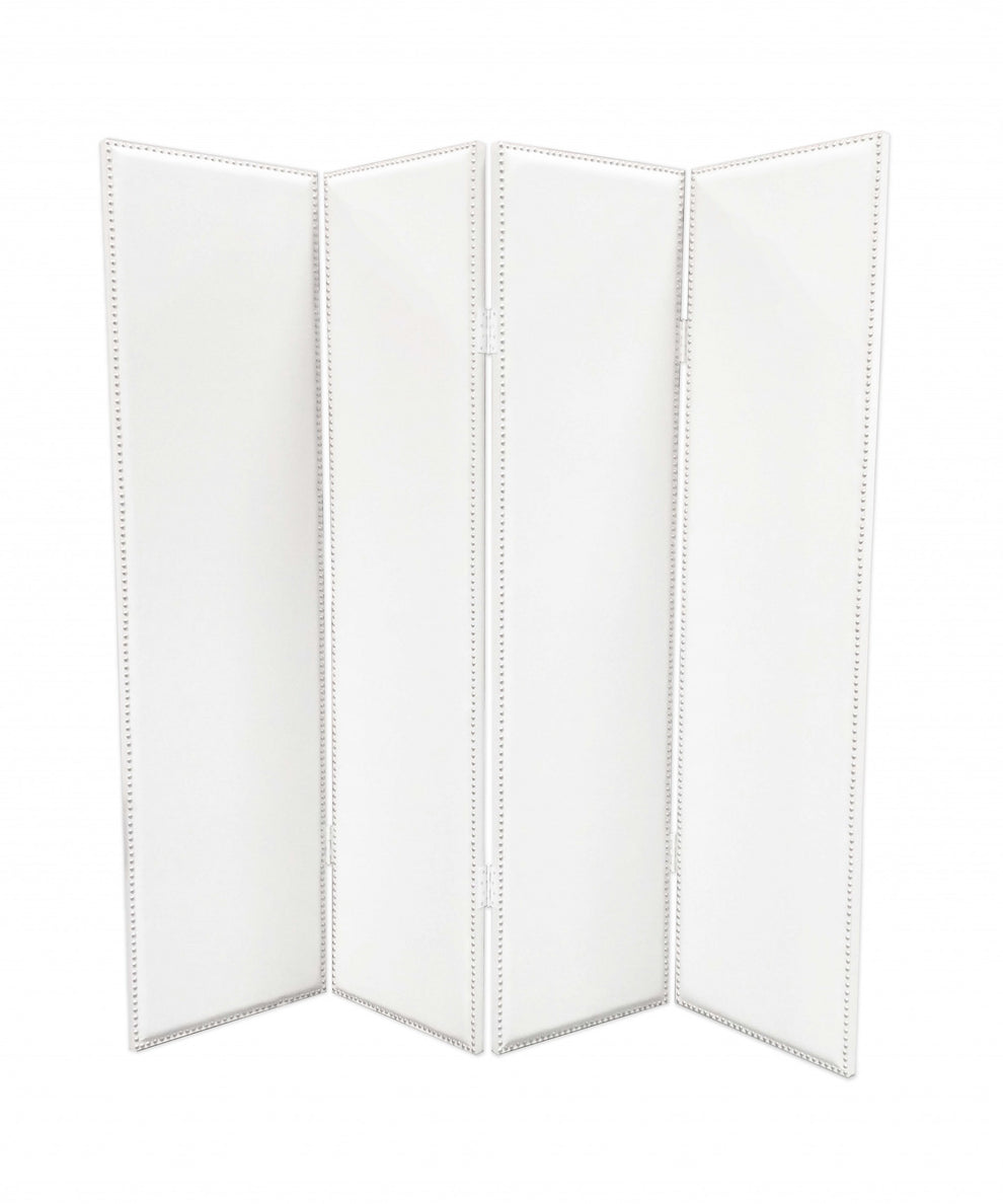 White Faux leather Screen By Homeroots | Room Dividers | Modishstore - 2