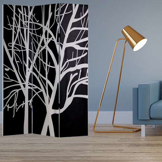 Multi Color Wood Canvas Tranquillity Screen By Homeroots | Room Dividers | Modishstore