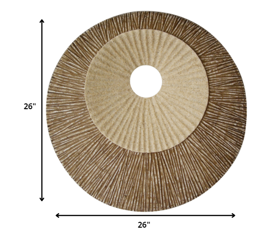 Brown Round Double Layer Ribbed Wall Plaque By Homeroots - 274773 | Wall Decor | Modishstore - 2