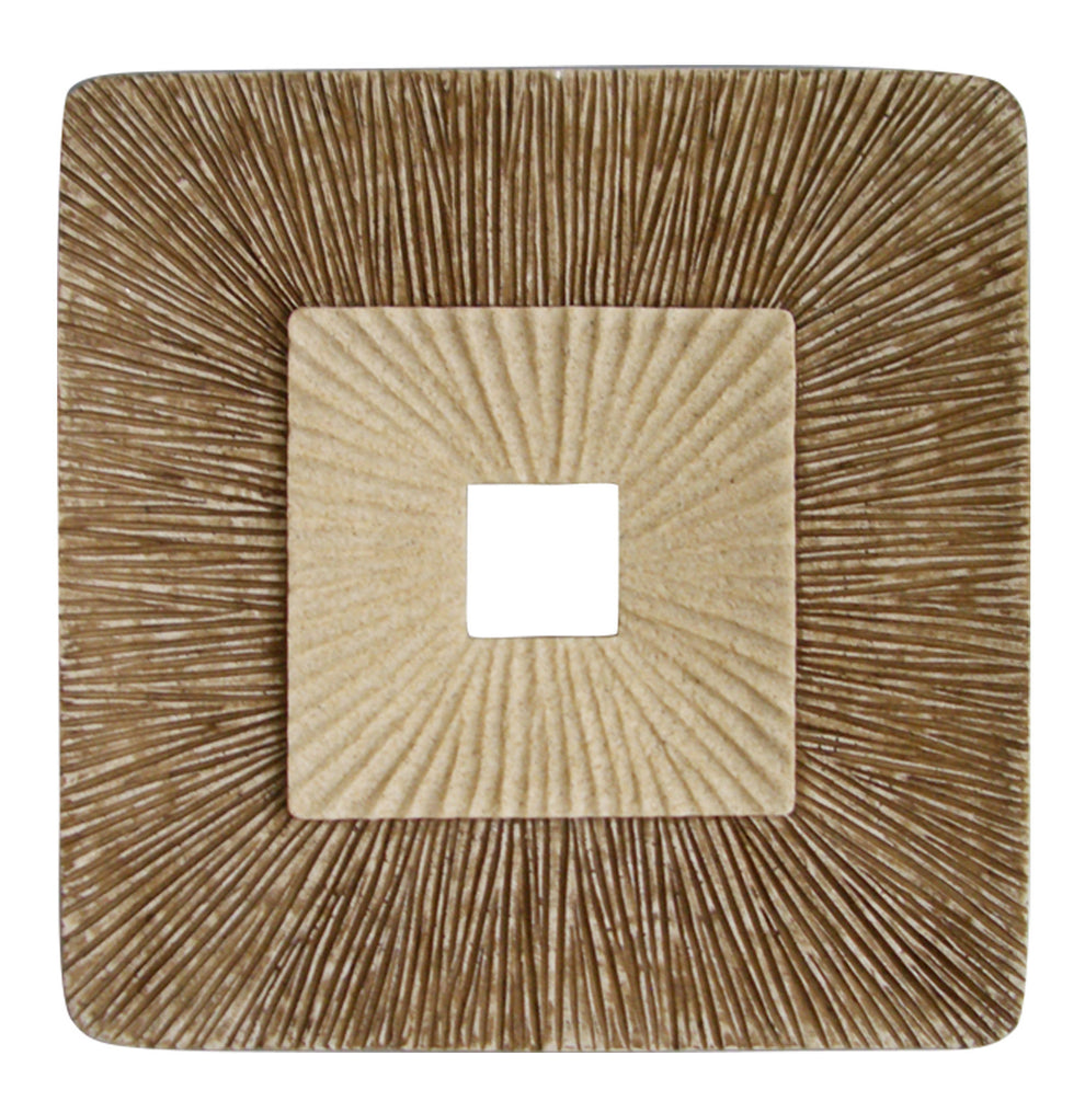 Brown Concave Square Double Layer Ribbed Wall Plaque Set of 2 By Homeroots | Wall Decor | Modishstore - 3