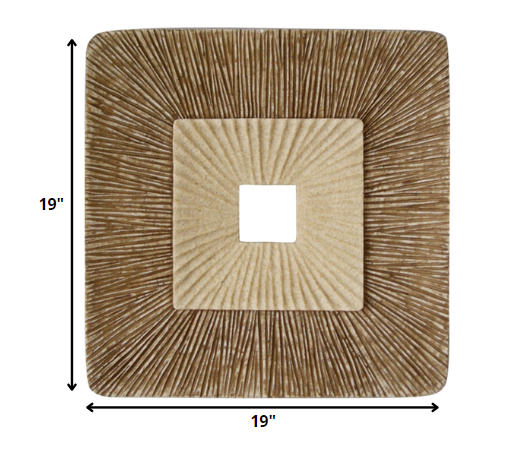 Brown Concave Square Double Layer Ribbed Wall Plaque By Homeroots - 274778 | Wall Decor | Modishstore - 2