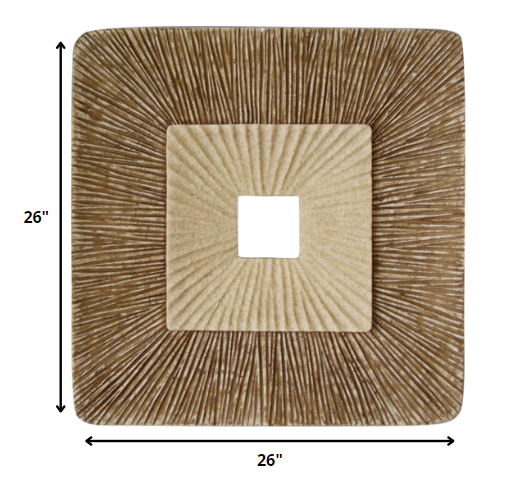 Brown Concave Square Double Layer Ribbed Wall Plaque By Homeroots - 274779 | Wall Decor | Modishstore - 2