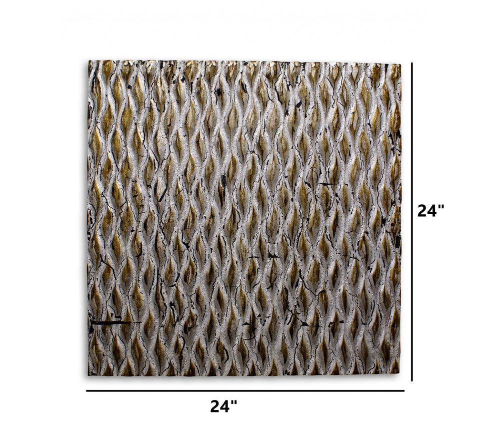 Raw Wood Look Silver Finish Square Wall Art Medium By Homeroots | Wall Decor | Modishstore - 4