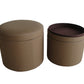 Tan Canvas Round Storage Ottoman By Homeroots | Ottomans | Modishstore