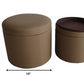 Tan Canvas Round Storage Ottoman By Homeroots | Ottomans | Modishstore - 2