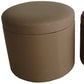 Tan Canvas Round Storage Ottoman By Homeroots | Ottomans | Modishstore - 4