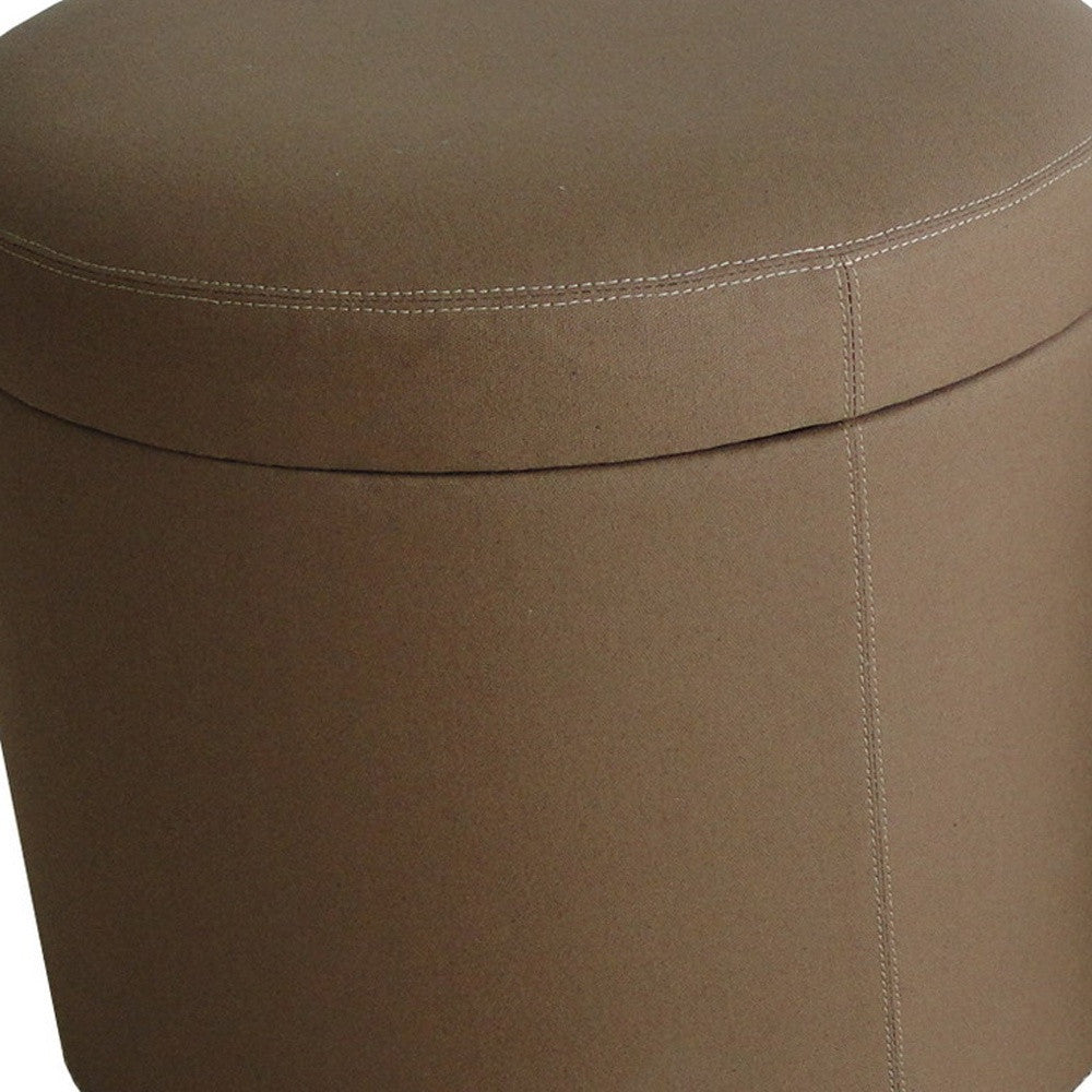 Tan Canvas Round Storage Ottoman By Homeroots | Ottomans | Modishstore - 5