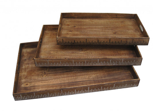 Brown Wood Tray Set By Homeroots - 274824 | Trays | Modishstore