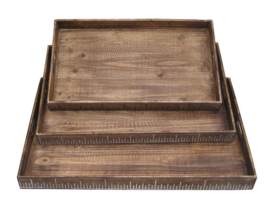 Brown Wood Tray Set By Homeroots - 274825 | Trays | Modishstore