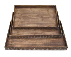 Brown Wood Tray Set By Homeroots - 274825