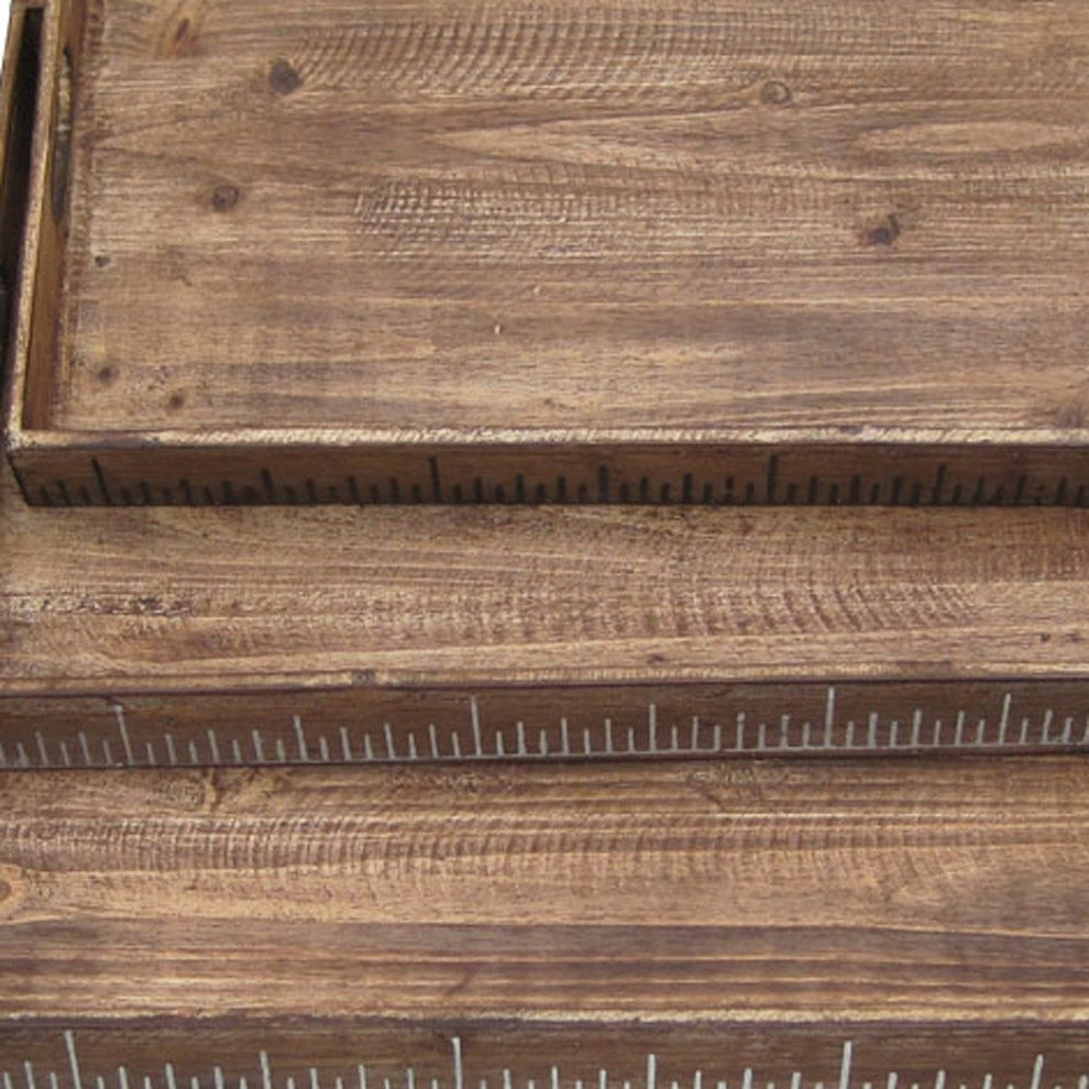 Brown Wood Tray Set By Homeroots - 274825 | Trays | Modishstore - 4