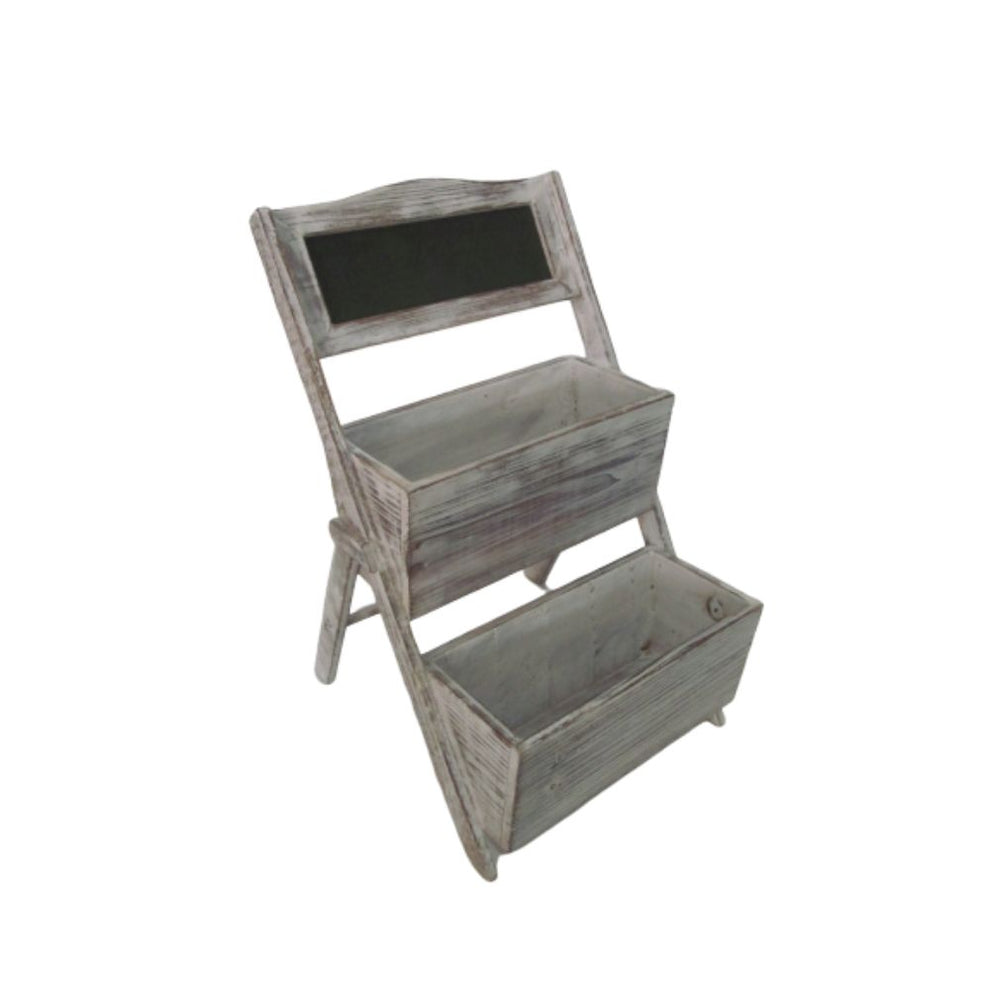 Home Garden Decorative Wood Shelf in Whitewash Gray By Homeroots | Shelves & Shelving Units | Modishstore - 2