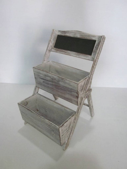 Home Garden Decorative Wood Shelf in Whitewash Gray By Homeroots | Shelves & Shelving Units | Modishstore - 2