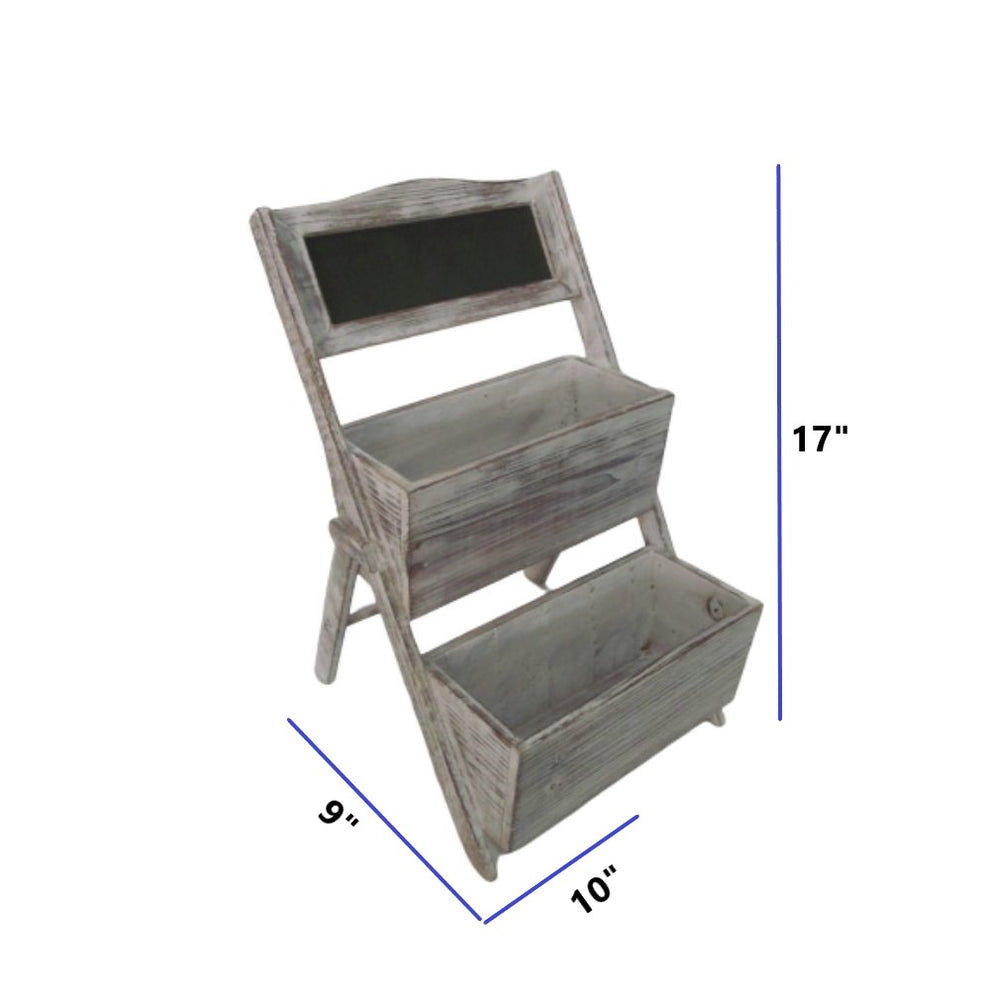 Home Garden Decorative Wood Shelf in Whitewash Gray By Homeroots | Shelves & Shelving Units | Modishstore - 4