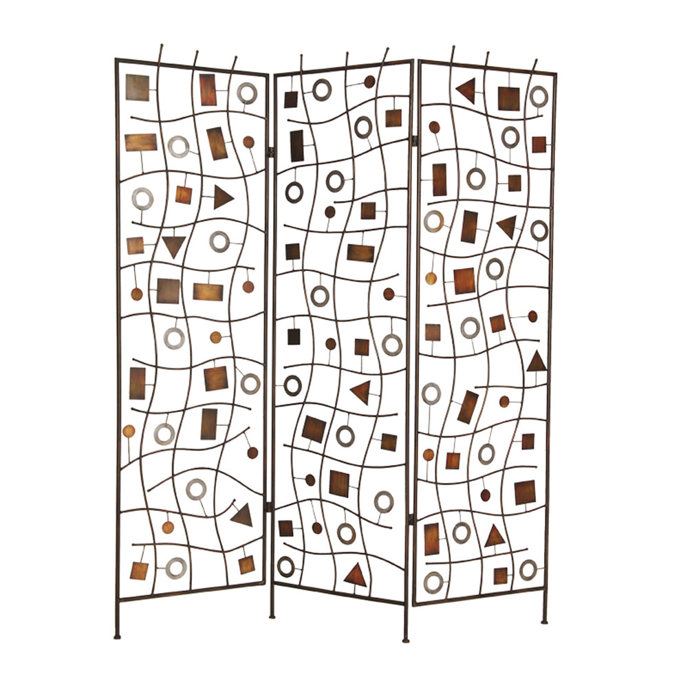 Bronze Metal Morton Screen By Homeroots | Room Dividers | Modishstore - 2