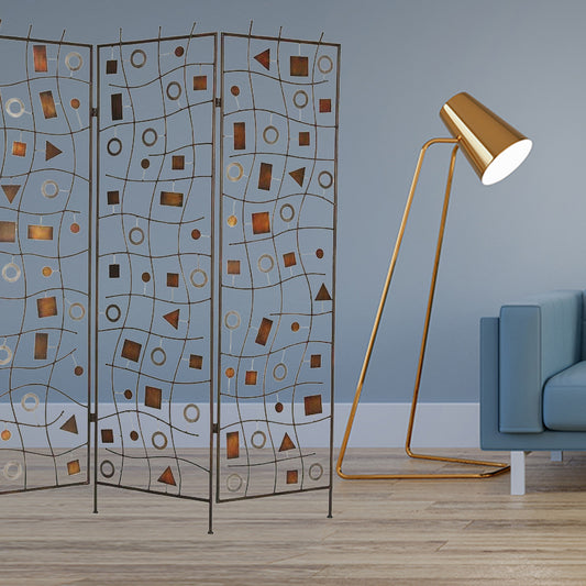 Bronze Metal Morton Screen By Homeroots | Room Dividers | Modishstore