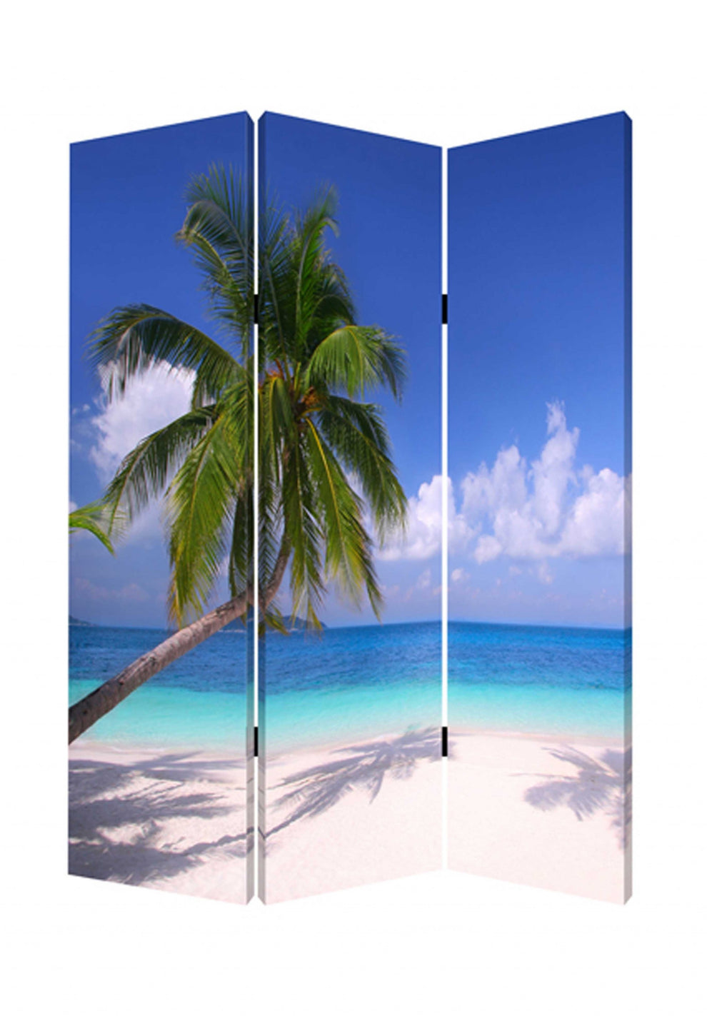 Multi Color Wood Canvas Paradise Screen By Homeroots | Room Dividers | Modishstore - 2
