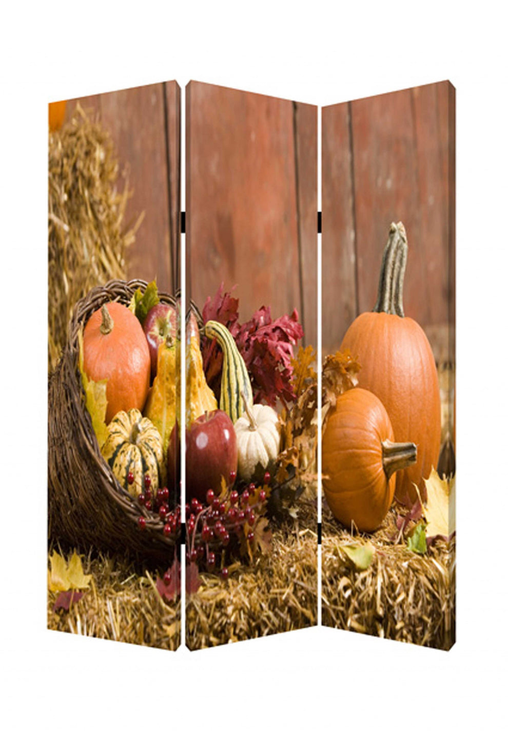 Multi Color Wood Canvas Harvest Screen By Homeroots | Room Dividers | Modishstore - 2