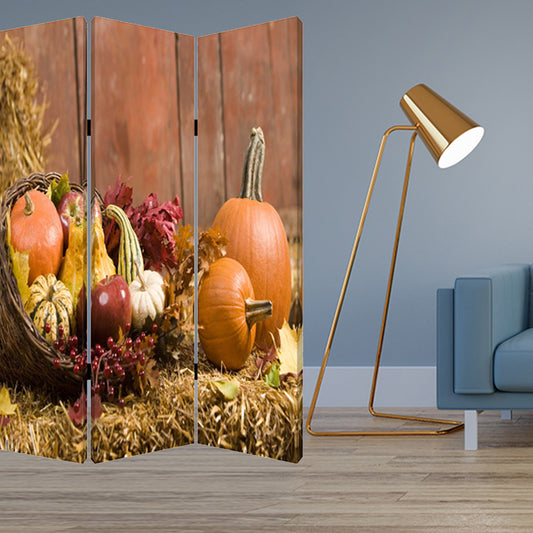 Multi Color Wood Canvas Harvest Screen By Homeroots | Room Dividers | Modishstore